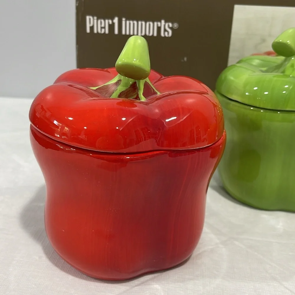 Pier 1 Imports peppers 20 oz canister set kitchen decor storage glazed